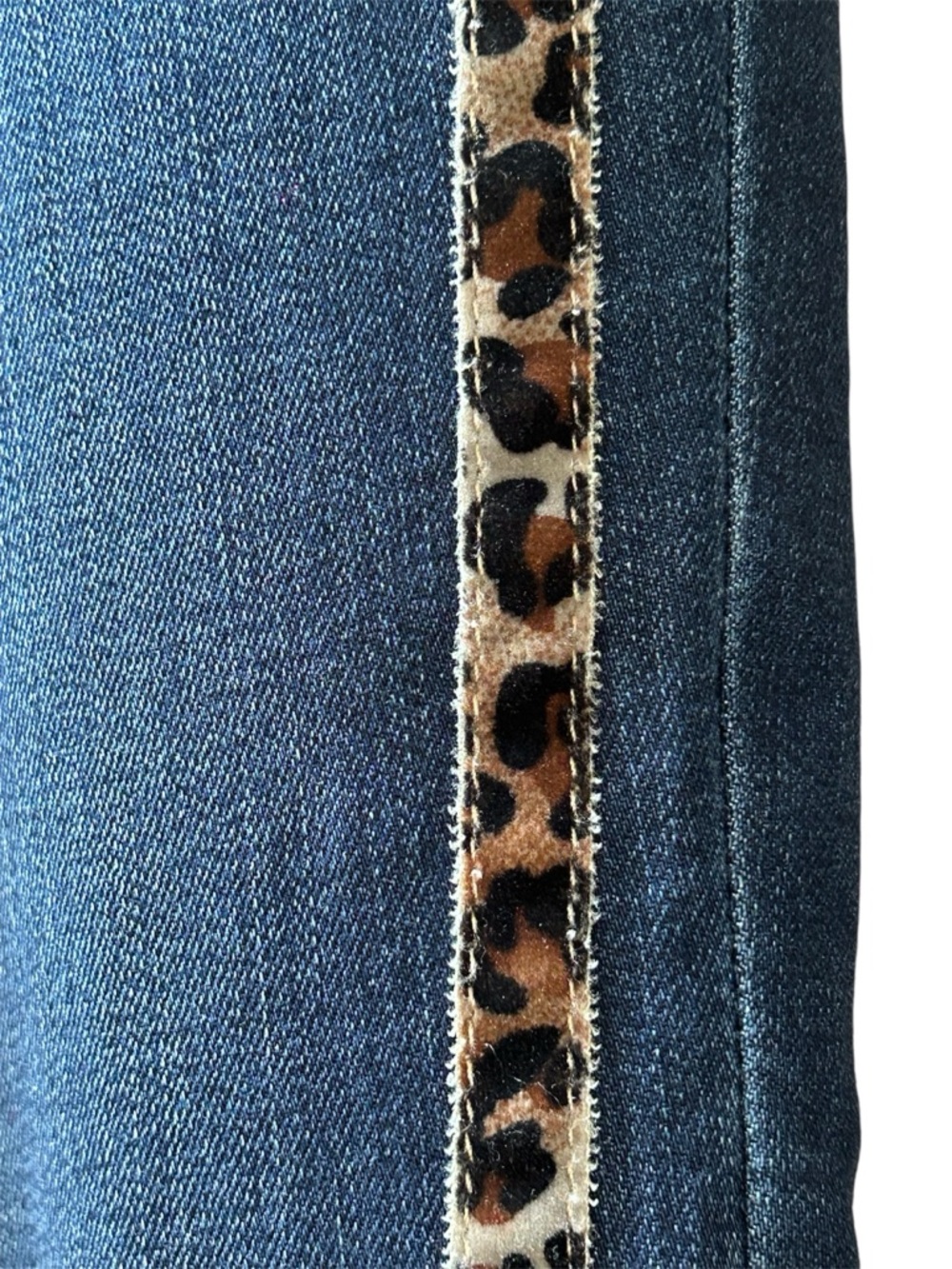 Skinnygirl Broadway High-Rise Dark Blue Skinny Jeans Leopard Side Stripe Size 12 - Picture 5 of 15
